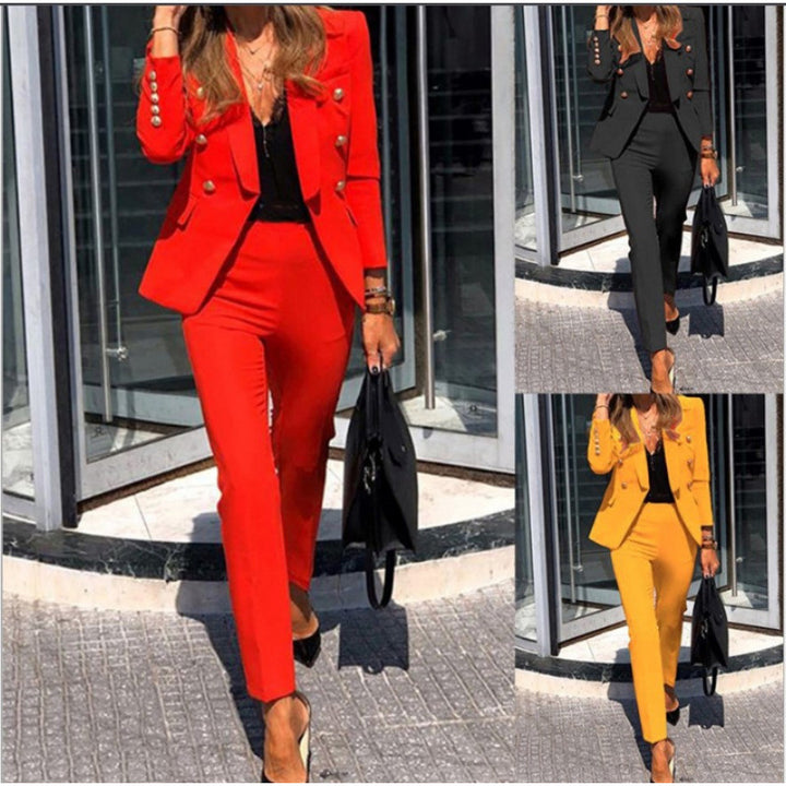 Women Elegant Double-Breasted Business Suit Set Lune London