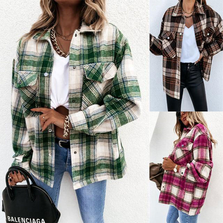 Oversized casual check flannel shirt for women Lune London