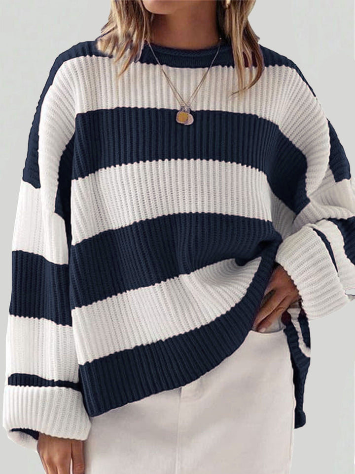 Casual sweater for women with striking striped pattern Lune London