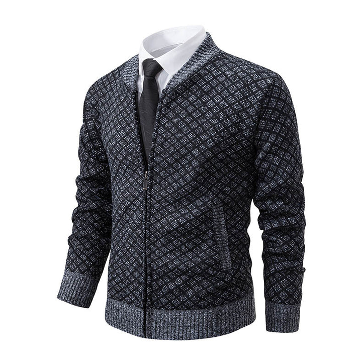 Smart knitted jacket for men with fashionable zip and side pockets Lune London