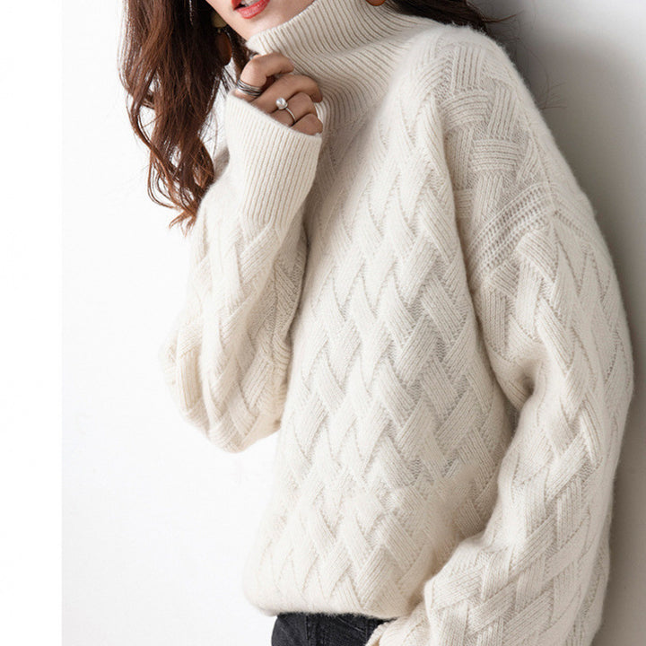 Ladies Chunky Knit Roll Neck Sweater Lune London