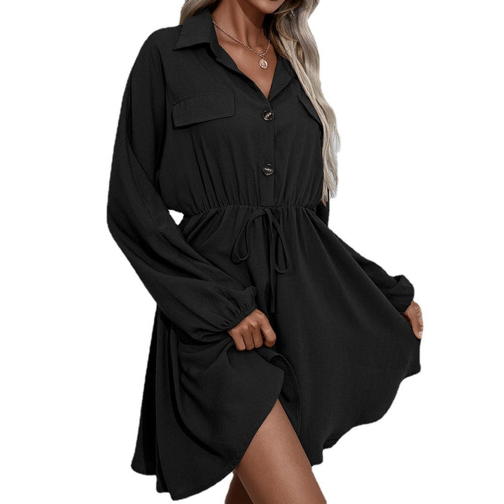 Casual shirt dress for women with button details and elastic waist tie Lune London