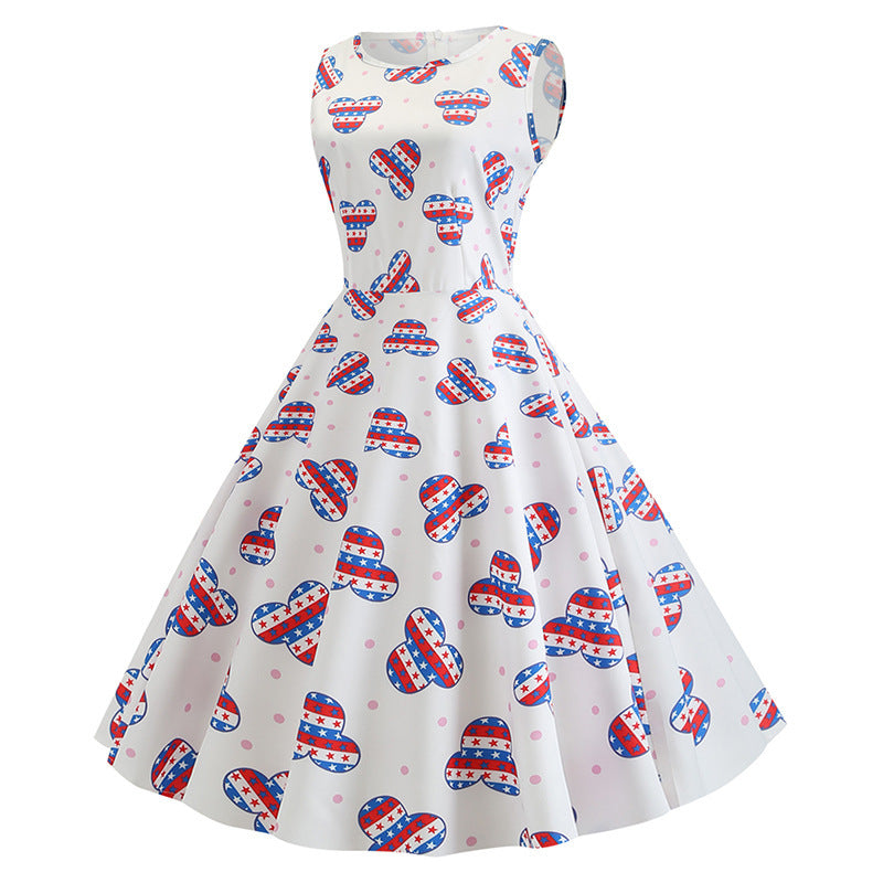 Robe swing rétro pour femmes avec motif joyeux et jupe tourbillonnante Chic & Stil