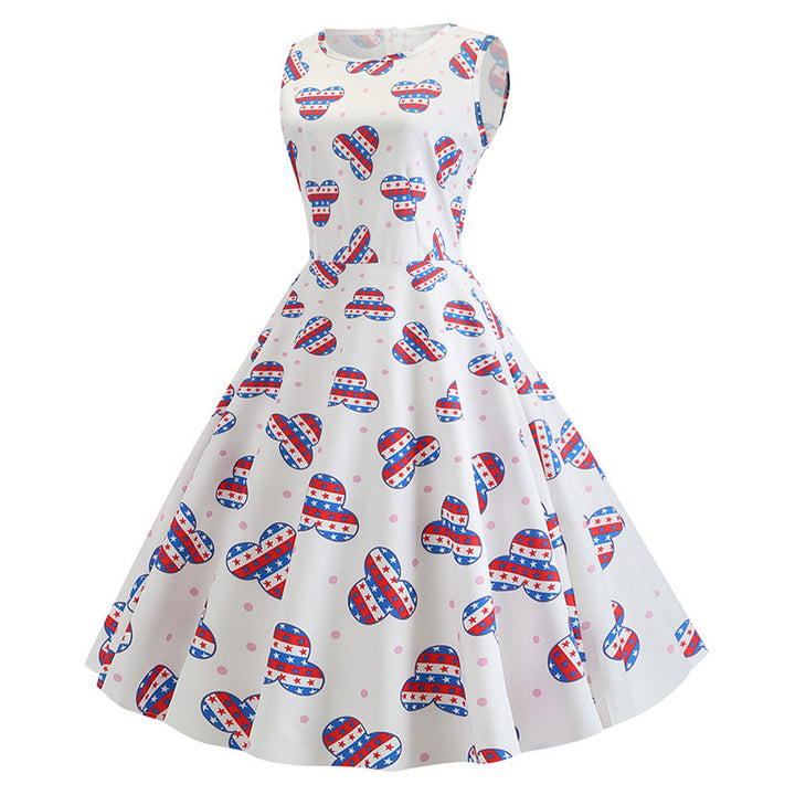 Robe swing rétro pour femmes avec motif joyeux et jupe tourbillonnante Chic & Stil