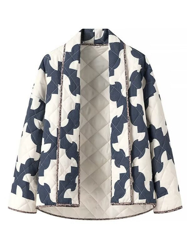 Ladies quilted coat with modern graphic design and spacious pockets Lune London