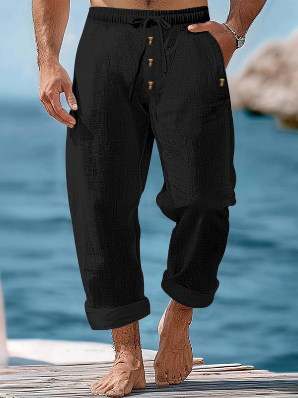 Casual linen pants for men with adjustable waistband and functional pockets Lune London
