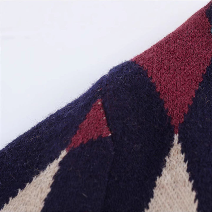Women's knit sweater jacket with classic checked patterns Lune London