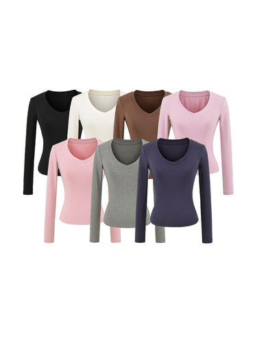 Long sleeve V-neck fitted women's T-shirt Lune London