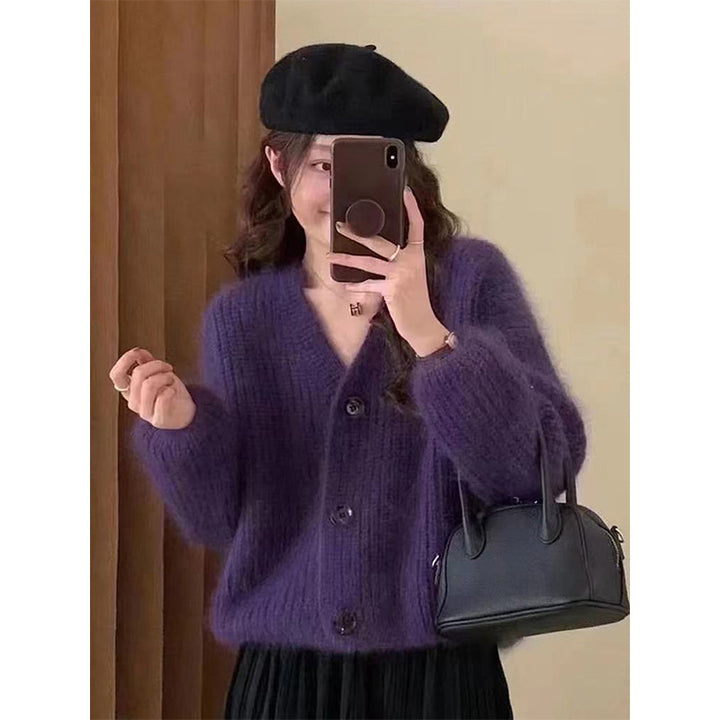 Ladies Cozy Knit Sweater with Big Buttons Lune London