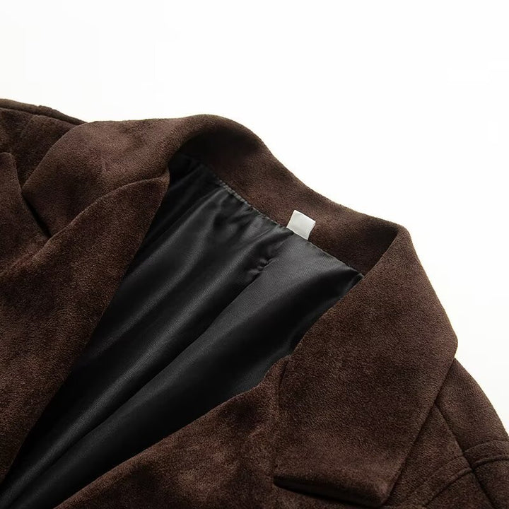 Veste blazer double boutonnage à la mode pour femmes en look daim élégant Chic & Stil