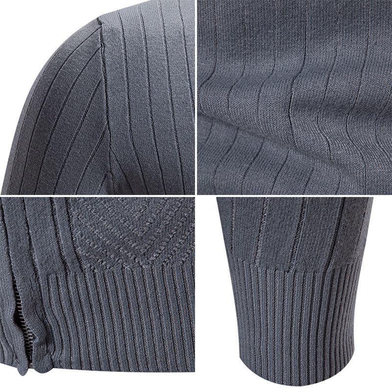 Elegant fine-knit sweater for men with a high collar and zipper Lune London