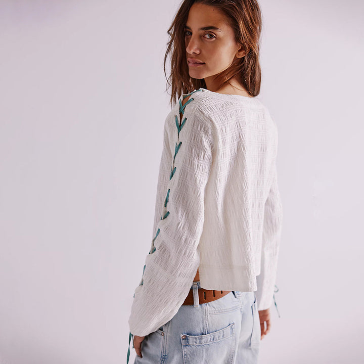 Women's blouse with trendy lace-up design and airy cut Lune London