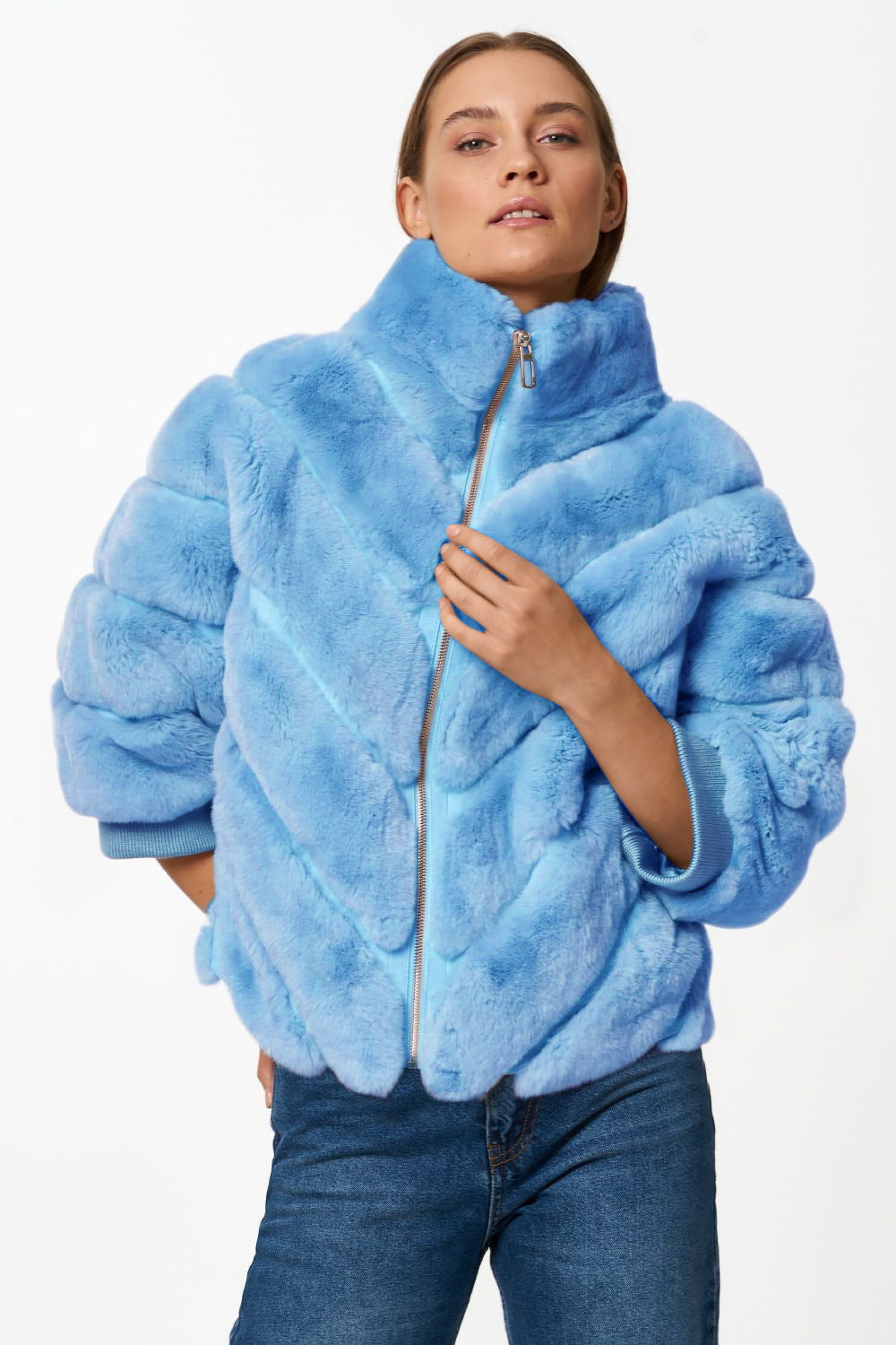 Ladies Cozy Faux Fur Jacket with Quilted Design Lune London