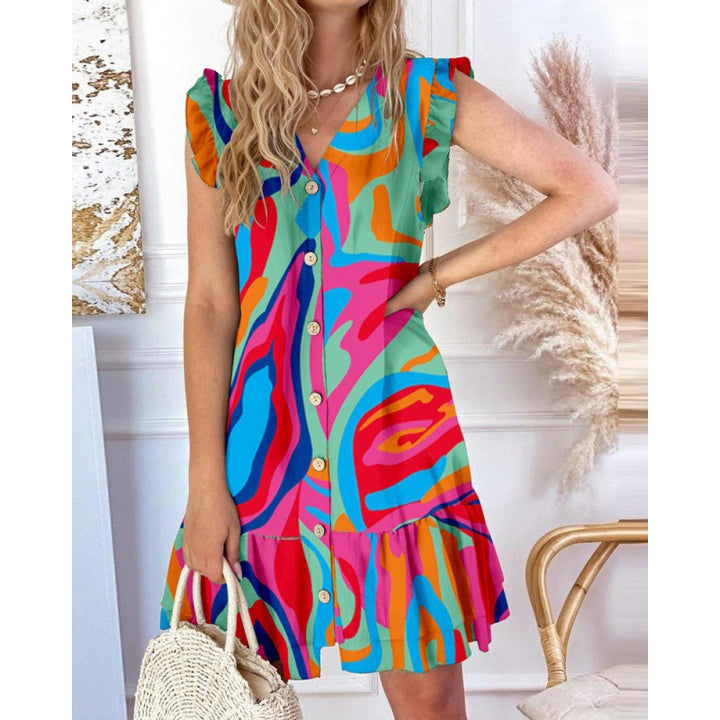 Casual summer button dress for women with flared sleeves Lune London