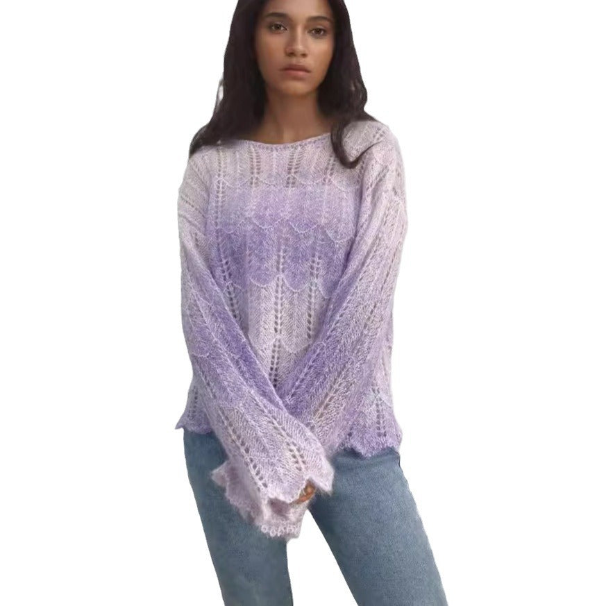 Ladies Long Knit Sweater in High Quality with a Pretty Diamond Pattern Lune London