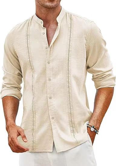 Men's leisure shirt with mandarin collar and buttons Lune London