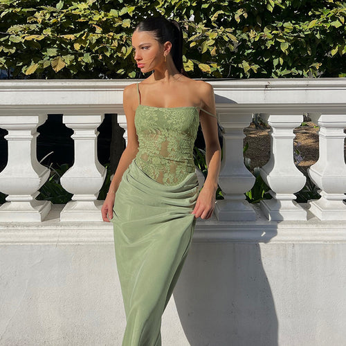 Elegant lace maxi evening dress for women Lune London