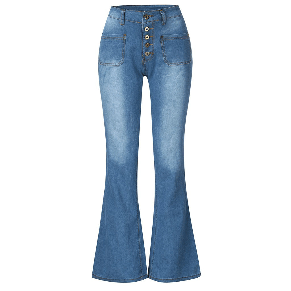 Women's flared jeans with high waist and retro button details Lune London