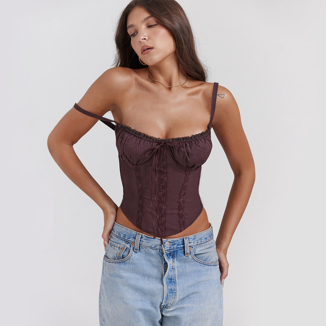 Top corset for women with delicate lace decoration and adjustable straps Chic & Stil
