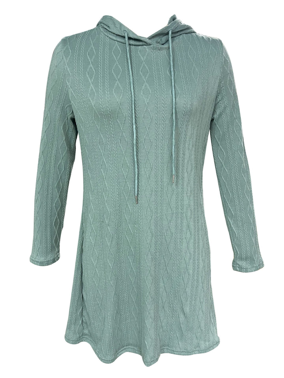 Hooded dress for women with textured knitted pattern and relaxed fit Lune London
