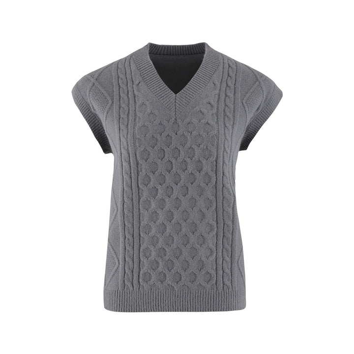 Knitted women’s vest with V-neck and cable pattern Lune London
