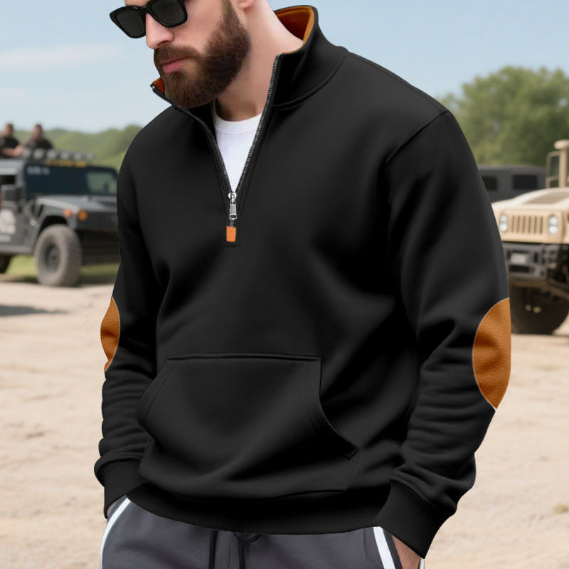 sporty pull for men with half-zip and practical kangaroo pocket Lune London