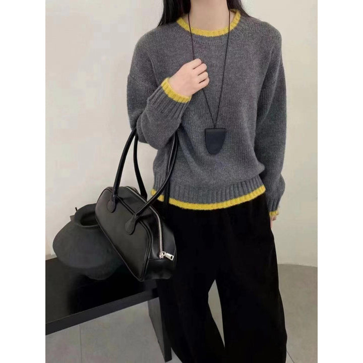 Women's Soft Knit Sweater with Contrasting Cuffs Chic & Stil