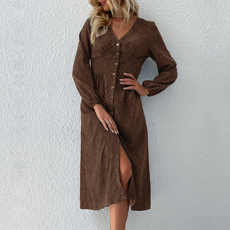 Midi dress for women with buttoning and voluminous sleeves Lune London