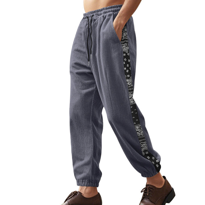 Casual cargo pants for men with elastic waistband and printed side details Lune London