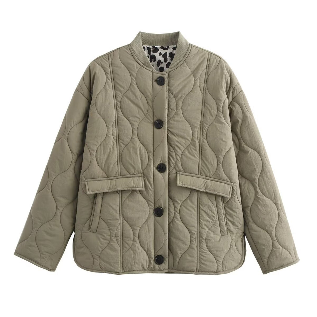 Lune London padded transitional jacket for women with practical pockets and stylish high collar