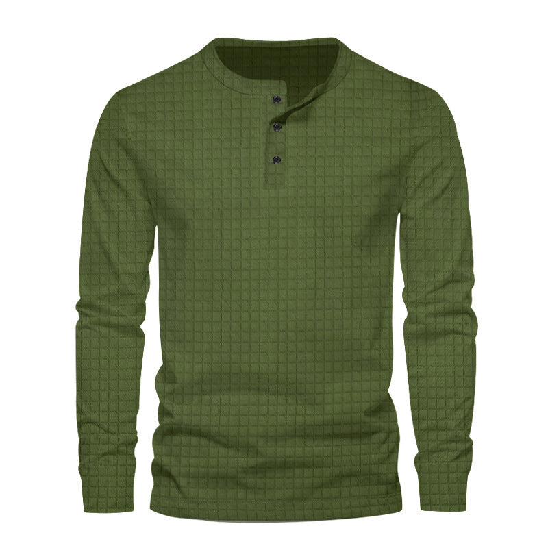 Men's long-sleeve shirt with textured fabric and button placket Chic and style