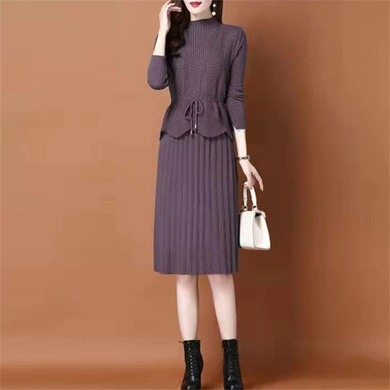 Knit dress for ladies with asymmetrical waist and fine ribbed structure Lune London