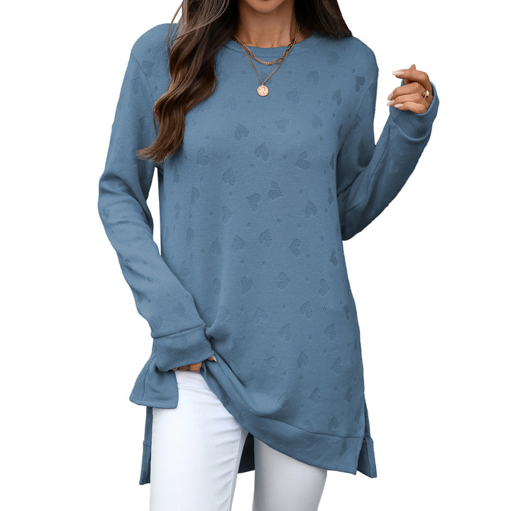 Ladies casual long sleeve tunic with woven pattern Lune London