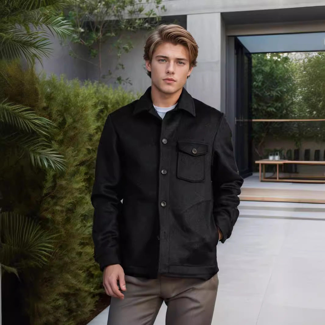 Wool jacket for men with structured design and practical chest pocket Lune London