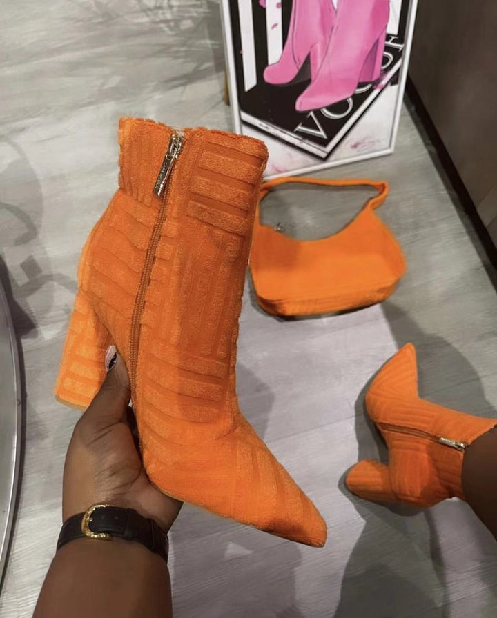 Women's Elegant Ankle Boots with Textured Upper Material and Practical Zipper Lune London