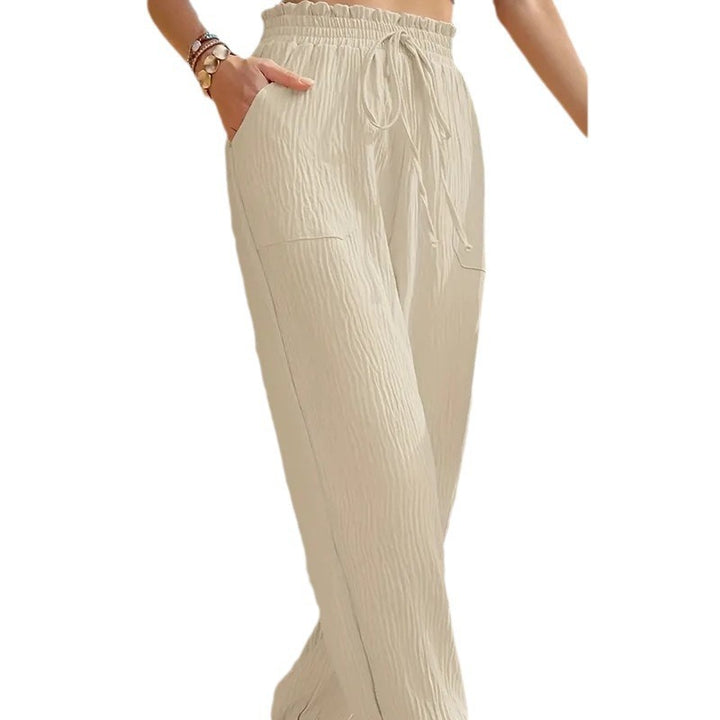 Casual fabric pants for women with deep pockets and an elastic waist Lune London