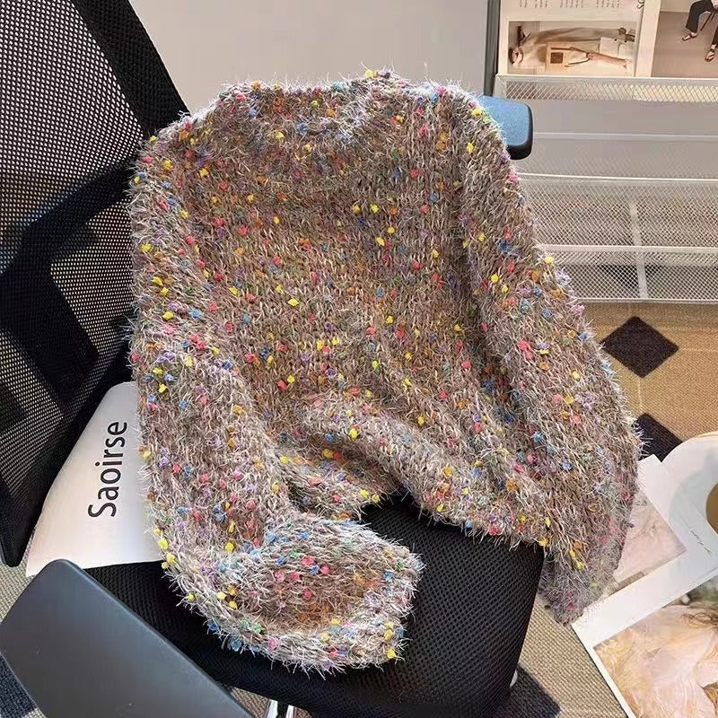 Fashionable women's sweater with colorful textured knit and round neck Lune London