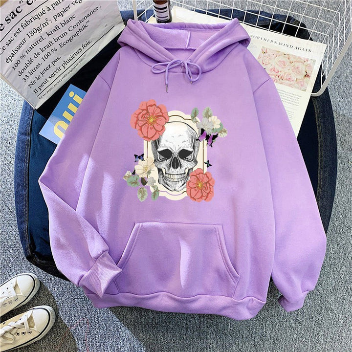 Women's hoodie with detailed skull design and floral print Chic & Stil