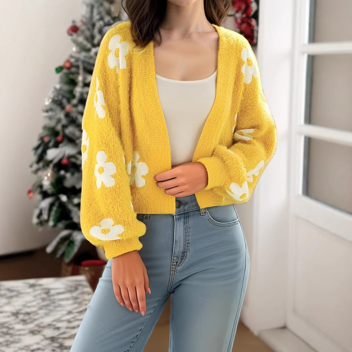 Ladies trendy cardigan with floral design Lune London