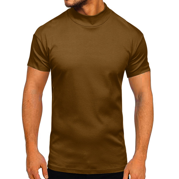 Modern short-sleeved men's t-shirt with high collar and textured design Lune London
