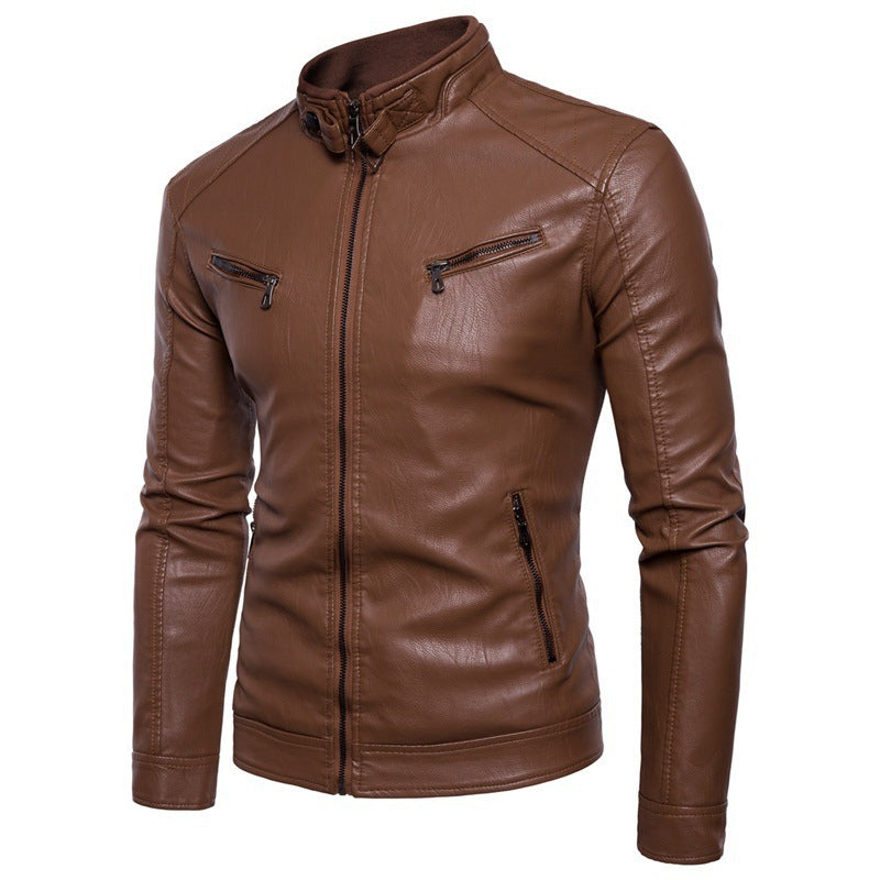 Lune London stylish motorcycle jacket for men in faux leather with high collar
