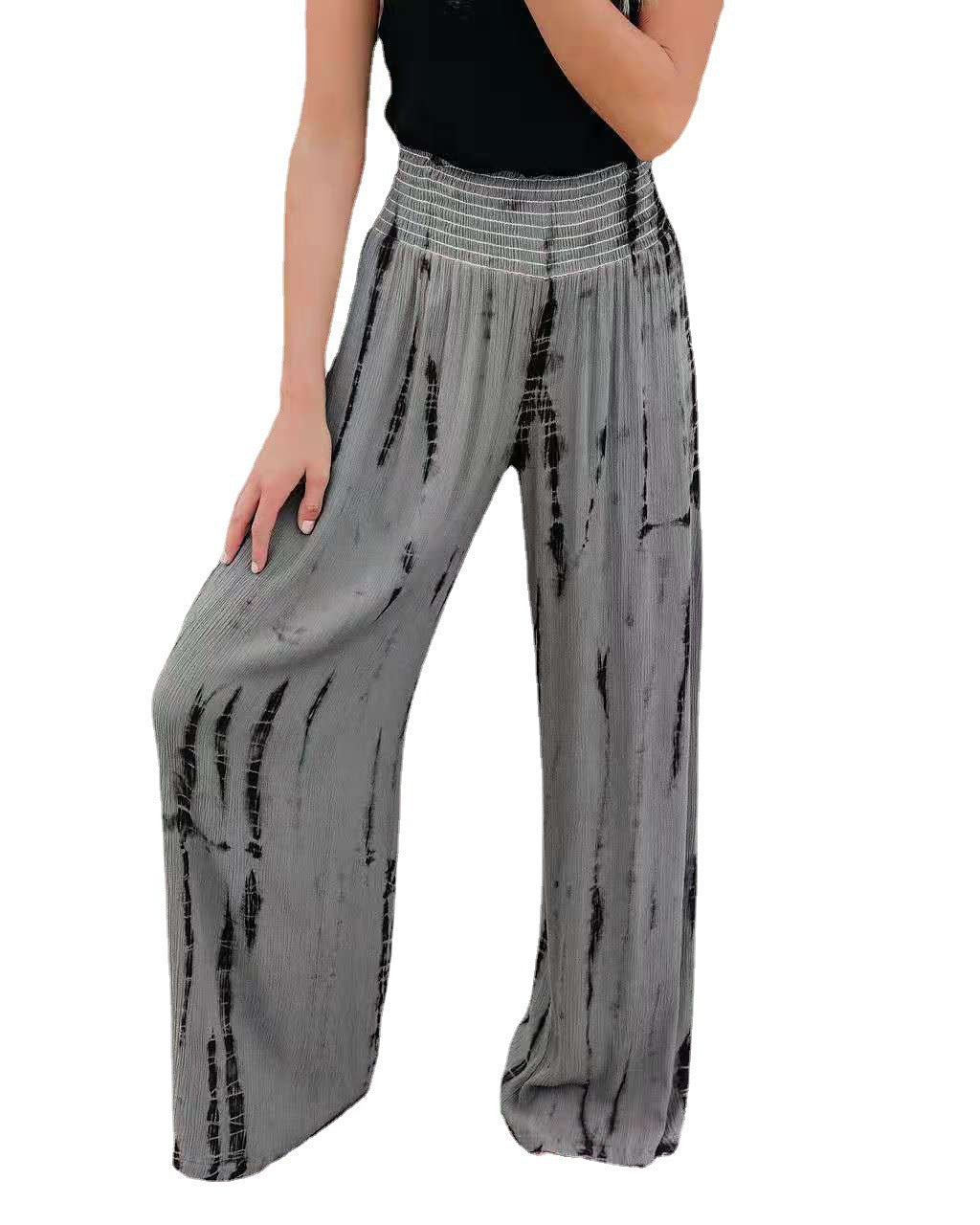 Loose leisure pants for women with elastic waist and striped pattern Lune London