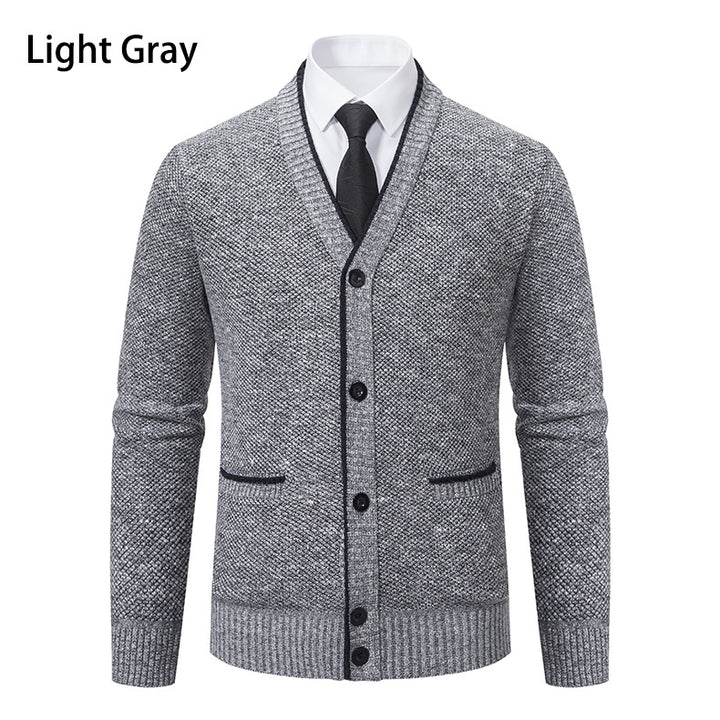 Knit jacket for men with V-neck and elegant details Lune London