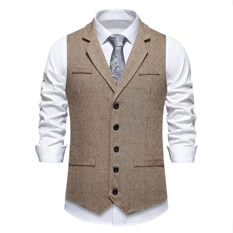 Men's suit vest with an elegant herringbone pattern and practical pockets Lune London