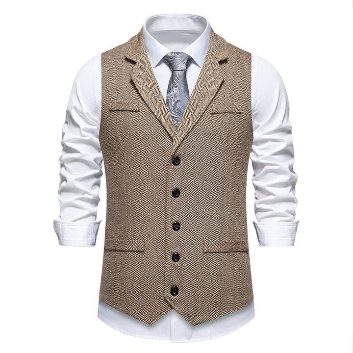 Men's suit vest with an elegant herringbone pattern and practical pockets Lune London