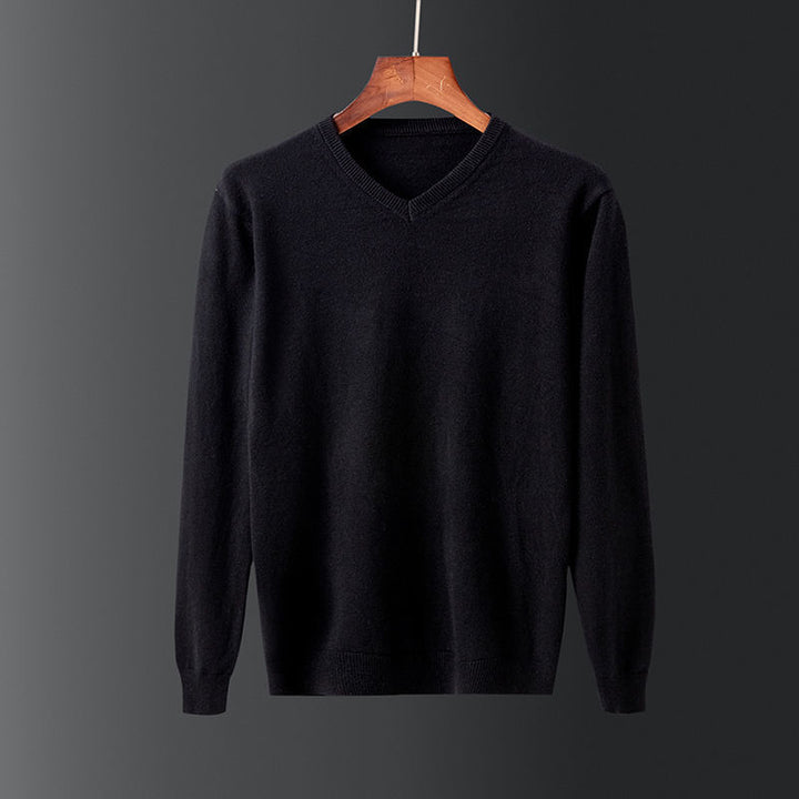 Elegant men's sweater in fine wool with V-neck Lune London