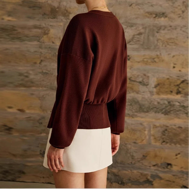 Elegant knit jacket for women with deep V-neck and stylish button placket Lune London