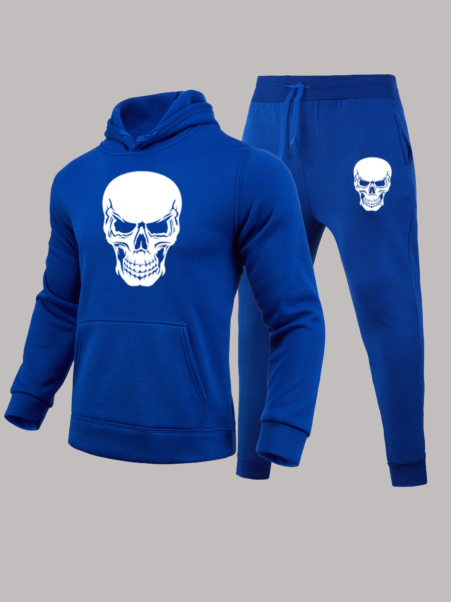 Men's Hoodie and Jogging Set with Chic Skull Art Design