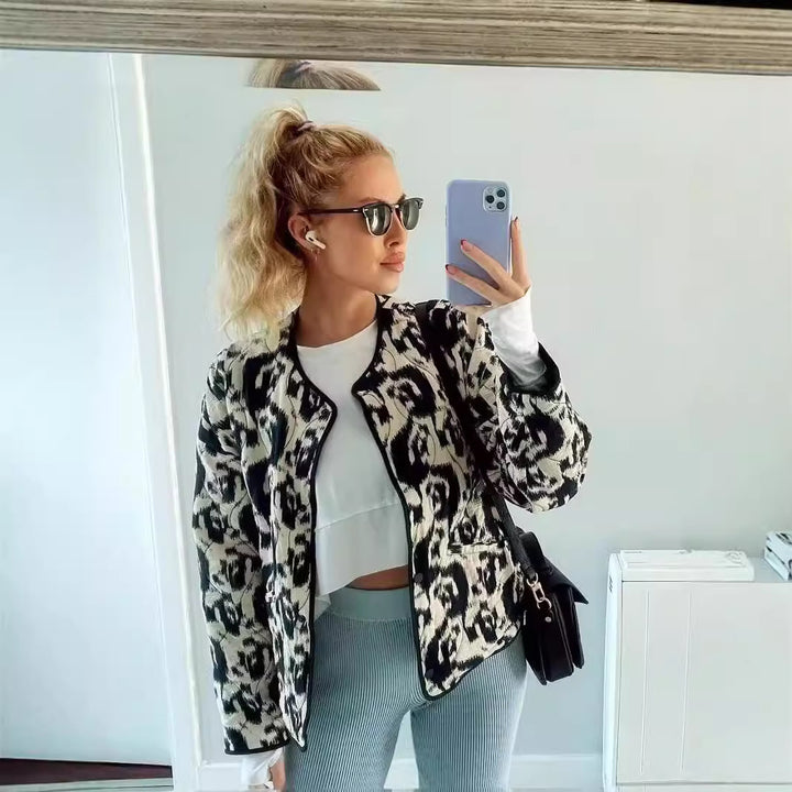 Ladies Trendy Chic Animal Print Padded Clothing