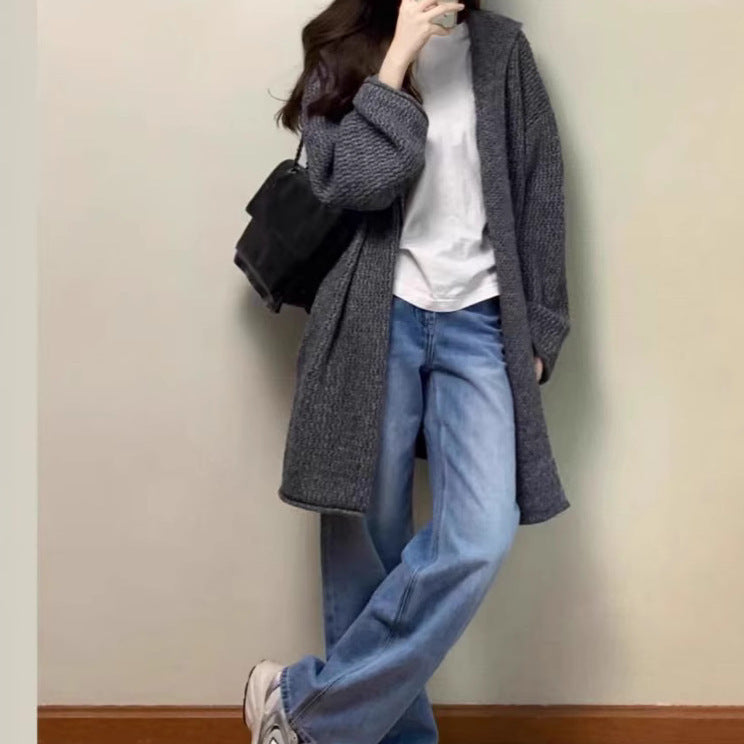 Ladies Thick Knit Open Cut Cardigan with Casual Chic Design